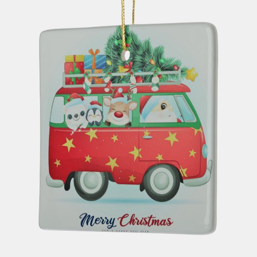 Weihnachtsmann und Freunde Keramikornament (Links)