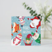 Weihnachtsmann und Freunde Weihnachtskarte (Stehend Vorderseite)