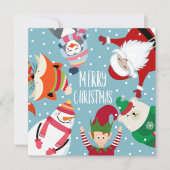 Weihnachtsmann und Freunde Weihnachtskarte (Vorderseite)