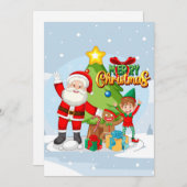 Weihnachtsmann und Freunde Weihnachtskarte Feiertagskarte (Vorne/Hinten)