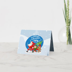 Weihnachtsmann und Freunde Weihnachtskarte Feiertagskarte