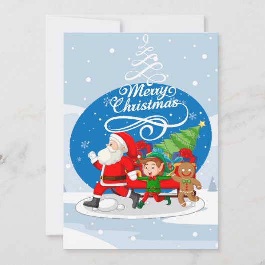 Weihnachtsmann und Freunde Weihnachtskarte Feiertagskarte (Vorderseite)