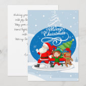 Weihnachtsmann und Freunde Weihnachtskarte Feiertagskarte (Vorne/Hinten)