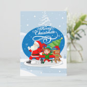 Weihnachtsmann und Freunde Weihnachtskarte Feiertagskarte (Stehend Vorderseite)