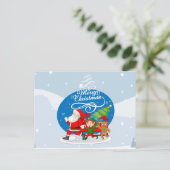 Weihnachtsmann und Freunde Weihnachtskarte Feiertagspostkarte (Stehend Vorderseite)