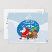 Weihnachtsmann und Freunde Weihnachtskarte Feiertagspostkarte (Vorne/Hinten)