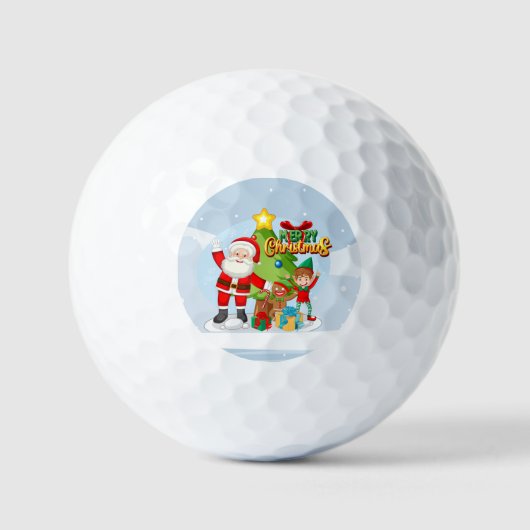 Weihnachtsmann und Freunde Weihnachtskarte Golfball (Vorderseite)