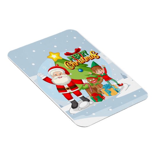 Weihnachtsmann und Freunde Weihnachtskarte Magnet (Rechte Seite)