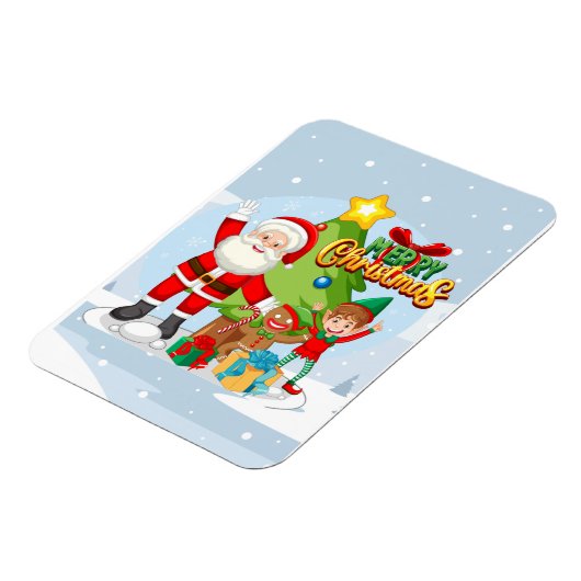 Weihnachtsmann und Freunde Weihnachtskarte Magnet (Linke Seite)