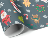 Weihnachtsmann und Freunde Weihnachtsmuster Geschenkpapier (Rolleneckpunkt)