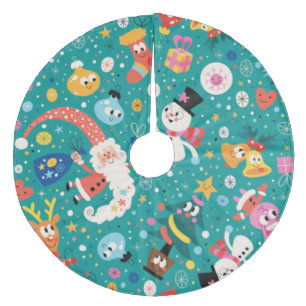 Weihnachtsmann und frohe Freunde Fleece Weihnachtsbaumdecke