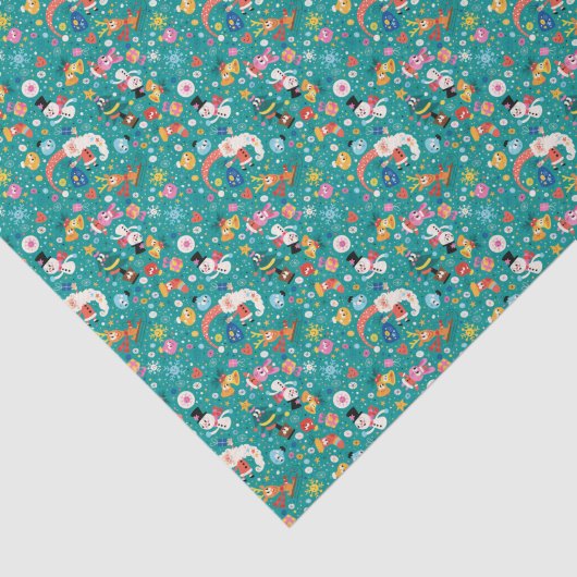 Weihnachtsmann und frohe FreundeMuster Seidenpapier (Ausschnitt)