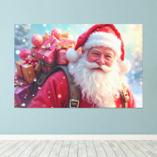 Weihnachtsmann und Geschenke Leinwanddruck