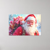 Weihnachtsmann und Geschenke Leinwanddruck (Vorderseite)