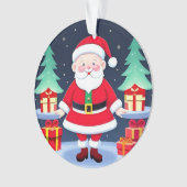 Weihnachtsmann und Geschenke Ornament (Vorderseite)