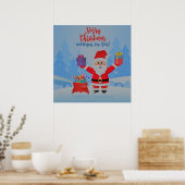 Weihnachtsmann und Geschenke Poster (Küche)