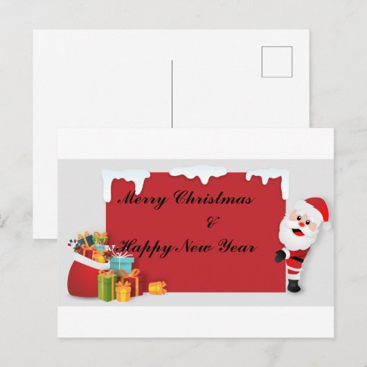 Weihnachtsmann und Geschenke Postkarte (Vorne/Hinten)