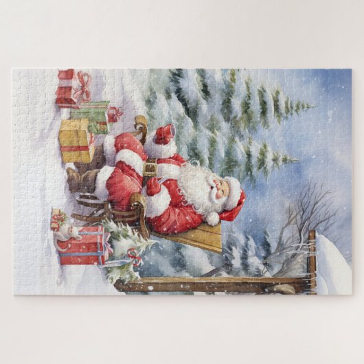 Weihnachtsmann und Geschenke Puzzle (Horizontal)