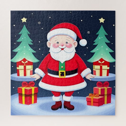 Weihnachtsmann und Geschenke Puzzle (Vertikal)