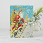 Weihnachtsmann und Geschenke Winter Feiertagskarte (Stehend Vorderseite)