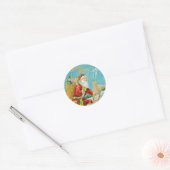 Weihnachtsmann und Geschenke Winter Runder Aufkleber (Umschlag)