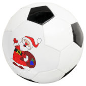 Weihnachtsmann und Geschenktüte Fußball (Dreiviertel)