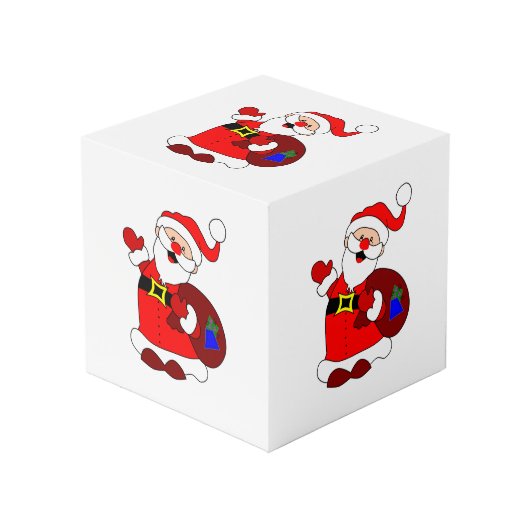 Weihnachtsmann und Geschenktüte Würfel (Vorderseite Schrägansicht)