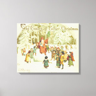 Weihnachtsmann und glückliche Kinder Historische M Leinwanddruck