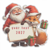 Weihnachtsmann und glücklicher Fuchs Aufkleber (Vorderseite)