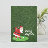 Weihnachtsmann und Golfball auf grünem Gras Weihna Einladung (Stehend Vorderseite)