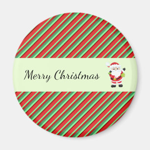 Weihnachtsmann und grüne und rote Streifen Magnet