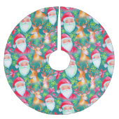 Weihnachtsmann und Hirsch Muster Polyester Weihnachtsbaumdecke (Vorderseite)