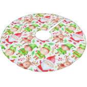Weihnachtsmann und Hirschmuster Polyester Weihnachtsbaumdecke (Schrägansicht)