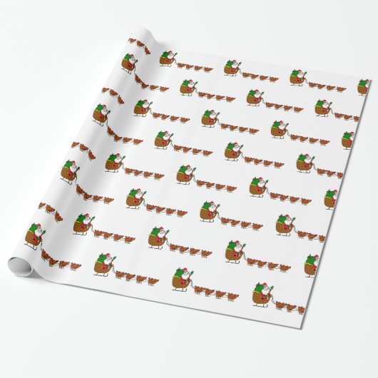 Weihnachtsmann und Huhn-Packpapier Geschenkpapier (Ungerollt)