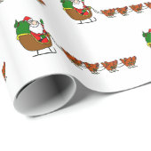 Weihnachtsmann und Huhn-Packpapier Geschenkpapier (Rolleneckpunkt)