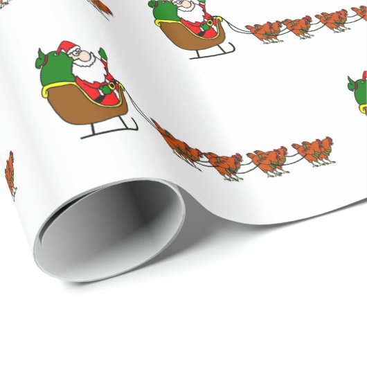 Weihnachtsmann und Huhn-Packpapier Geschenkpapier (Rolleneckpunkt)