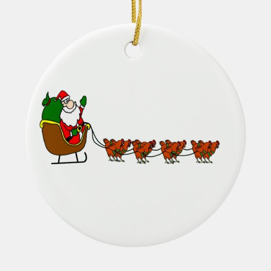 Weihnachtsmann und Huhn-Verzierung Keramik Ornament (Vorne)
