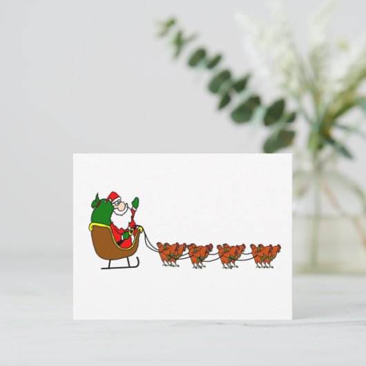 Weihnachtsmann und Hühnerente Feiertagspostkarte (Stehend Vorderseite)