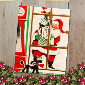 Weihnachtsmann und Hund Feiertagskarte