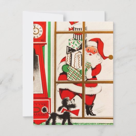 Weihnachtsmann und Hund Feiertagskarte (Vorderseite)