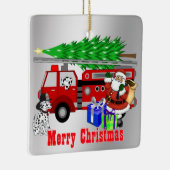 Weihnachtsmann und Hunde Weihnachten Keramikornament (Rechts)