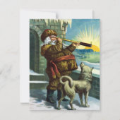 Weihnachtsmann und Husky Einladung (Vorderseite)