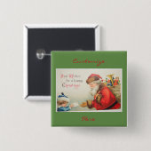 Weihnachtsmann und Junge Vintag Nostalgie Weihnach Button (Vorne & Hinten)
