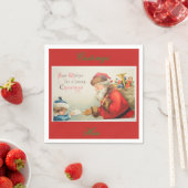 Weihnachtsmann und Junge Vintag Nostalgie Weihnach Serviette (Beispiel)