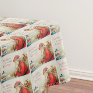Weihnachtsmann und Junge Vintage Nostalgie Weihnac Tischdecke