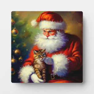 Weihnachtsmann und Katze 1 Fotoplatte