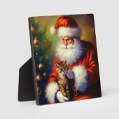 Weihnachtsmann und Katze 1 Fotoplatte (Vorderseite)
