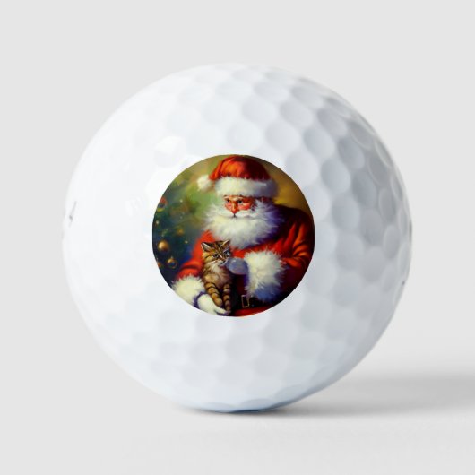 Weihnachtsmann und Katze (1) Golfball (Vorderseite)