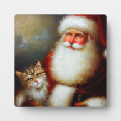 Weihnachtsmann und Katze 2 Fotoplatte (Vorderseite)