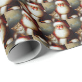 Weihnachtsmann und Katze 2 Geschenkpapier (Rolleneckpunkt)